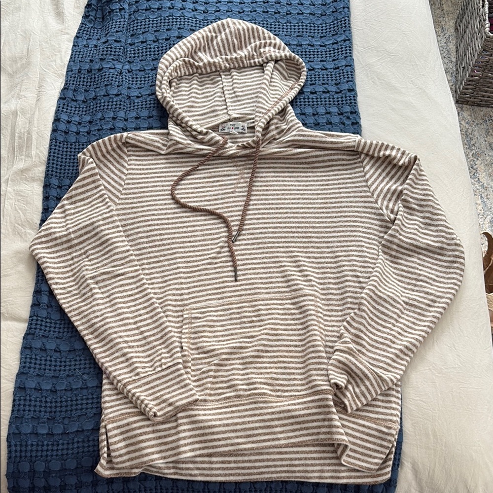 Poof! Brown and White Striped Hoodie